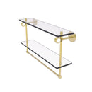 Clearview Collection Double Glass Vanity Shelf  with Integrated Towel Bar with Grooved Accents
