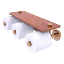 Prestige Skyline Collection Horizontal Reserve 3 Roll Toilet Paper Holder with Wood Shelf