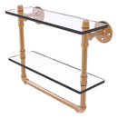 Pipeline Collection Doulbe Glass Shelf with Towel Bar