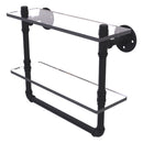 Pipeline Collection Doulbe Glass Shelf with Towel Bar