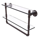 Pipeline Collection Doulbe Glass Shelf with Towel Bar