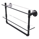 Pipeline Collection Doulbe Glass Shelf with Towel Bar