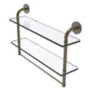 Remi Collection Two Tiered Glass Shelf with Integrated Towel Bar
