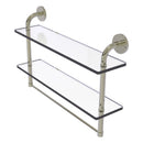 Remi Collection Two Tiered Glass Shelf with Integrated Towel Bar