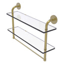 Remi Collection Two Tiered Glass Shelf with Integrated Towel Bar