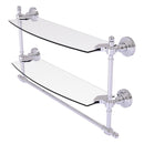 Retro Wave Collection Two Tiered Glass Shelf with Integrated Towel Bar