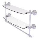 Retro Wave Collection Two Tiered Glass Shelf with Integrated Towel Bar
