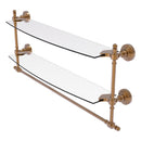 Retro Wave Collection Two Tiered Glass Shelf with Integrated Towel Bar