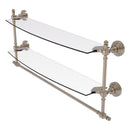 Retro Wave Collection Two Tiered Glass Shelf with Integrated Towel Bar