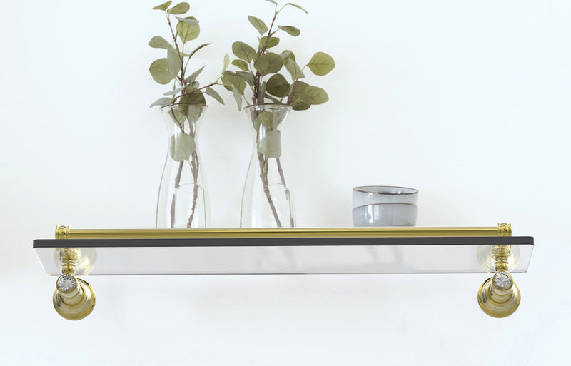 Brass and glass shelf with crystal inlay