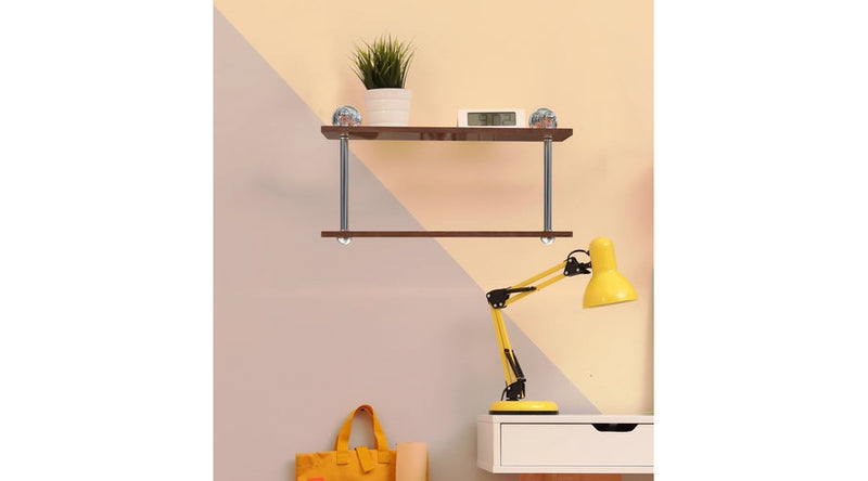 Double brass and wood shelf Allied Brass