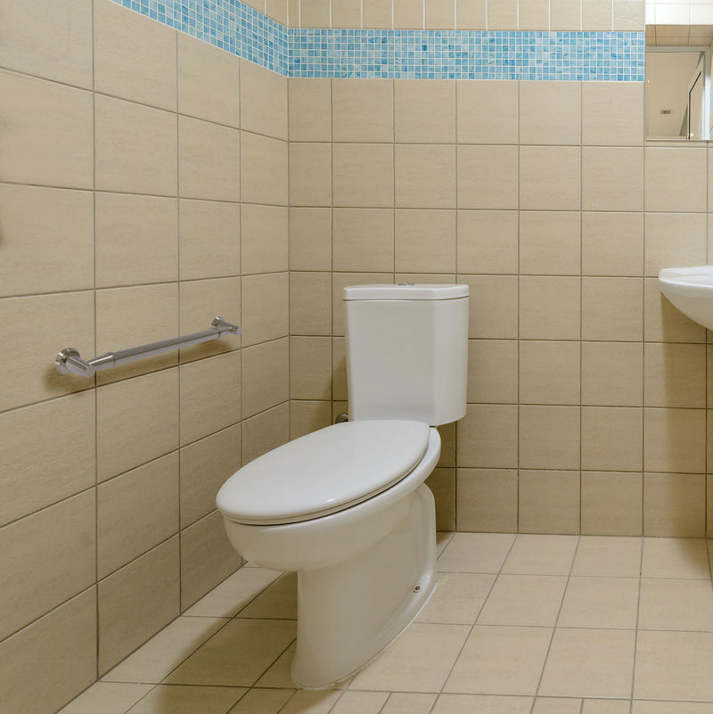 Toilet with decorative hardware ADA-compliant grab bar