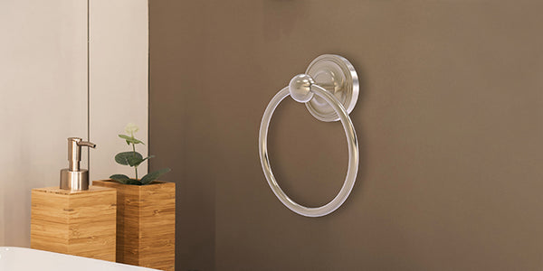 Brass towel ring with shiny chrome finish
