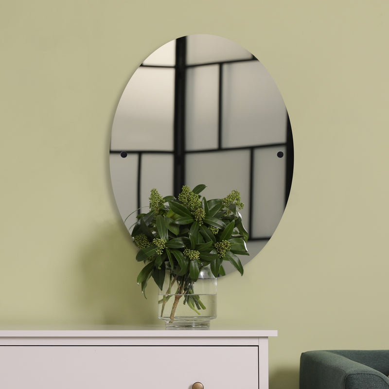 Frameless Oval Tilt Mirror with Beveled Edge