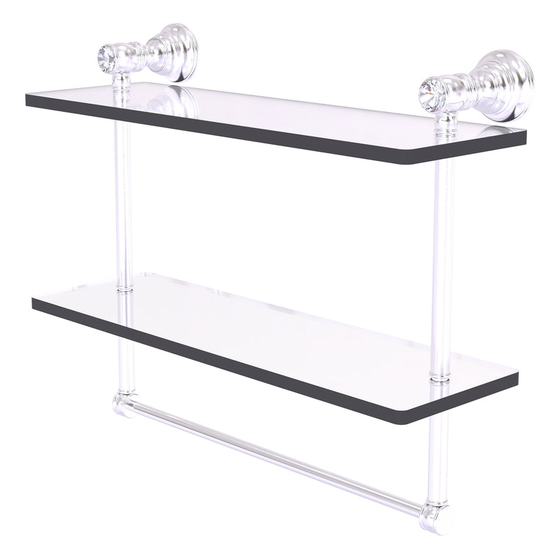 Carolina Crystal Collection Double Glass Shelf with Towel Bar