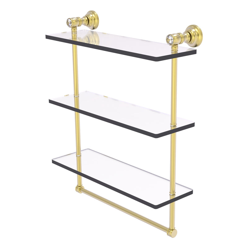 Carolina Crystal Collection Triple Glass Shelf with Towel Bar