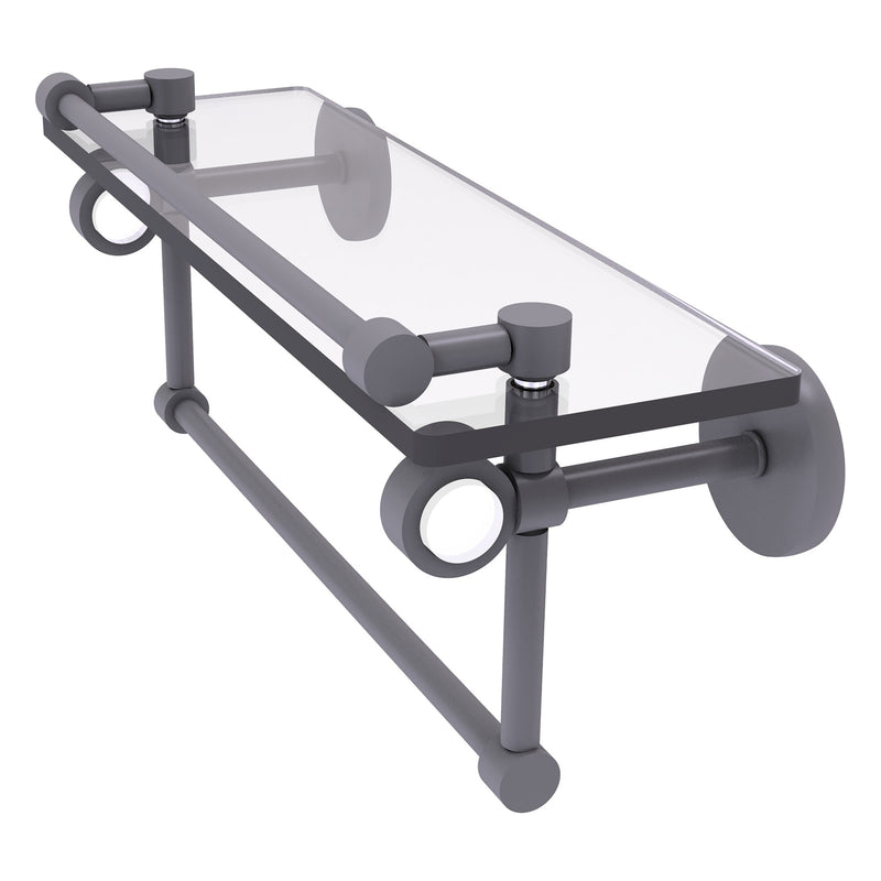 Clearview Collection Glass Shelf with Gallery Rail and Towel Bar with Smooth Accents