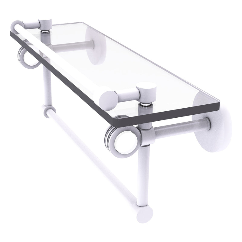 Clearview Collection Glass Shelf with Gallery Rail and Towel Bar with Dotted Accents