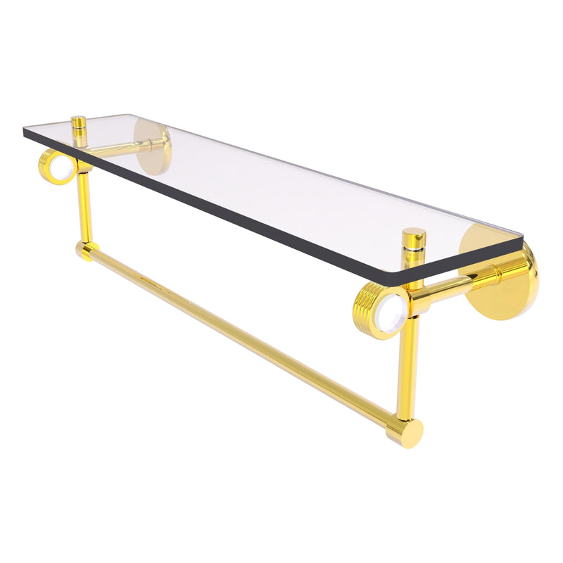 Clearview Collection Glass Shelf with Towel Bar with Grooved Accents