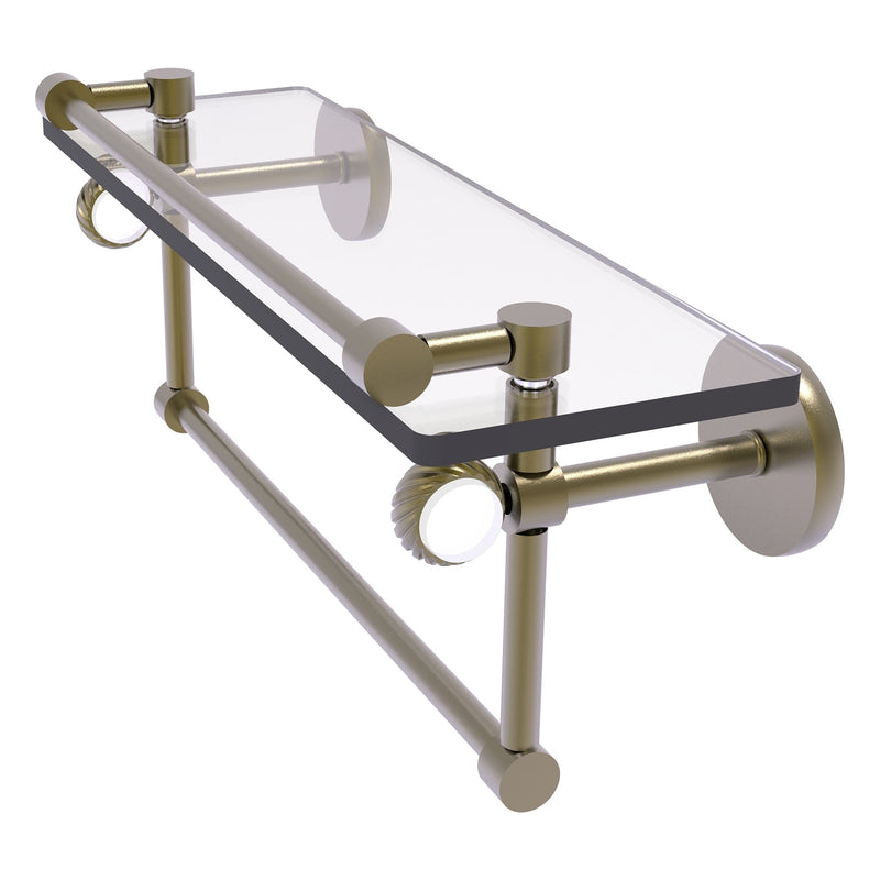 Clearview Collection Glass Shelf with Gallery Rail and Towel Bar with Twisted Accents