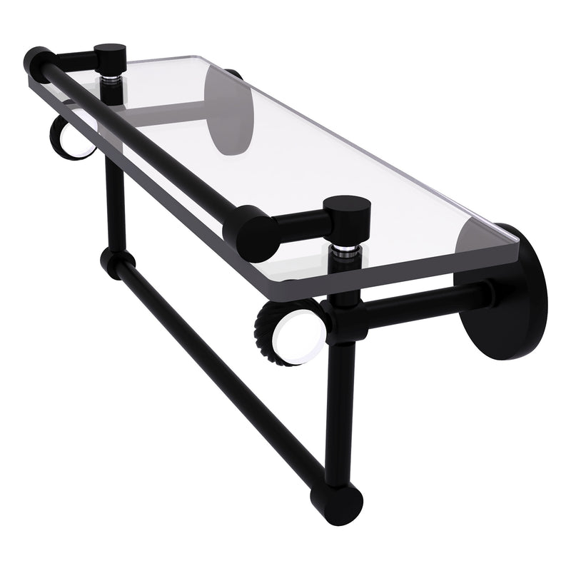 Clearview Collection Glass Shelf with Gallery Rail and Towel Bar with Twisted Accents