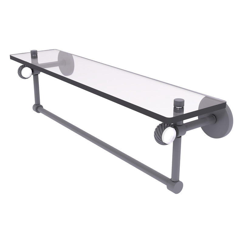 Clearview Collection Glass Shelf with Towel Bar with Twisted Accents