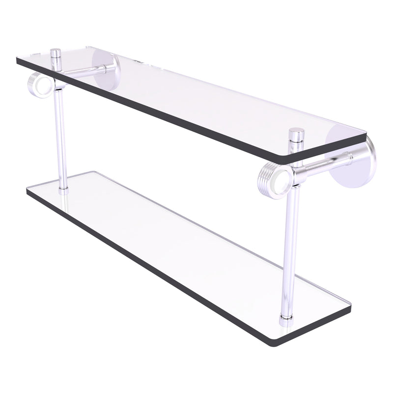 Clearview Collection Two Tiered Glass Shelf with Grooved Accents