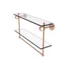 Clearview Collection Double Glass Vanity Shelf  with Integrated Towel Bar with Smooth Accents