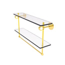 Clearview Collection Double Glass Vanity Shelf  with Integrated Towel Bar with Smooth Accents