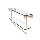 Clearview Collection Double Glass Vanity Shelf  with Integrated Towel Bar with Smooth Accents
