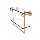 Clearview Collection Double Glass Vanity Shelf  with Integrated Towel Bar with Dotted Accents