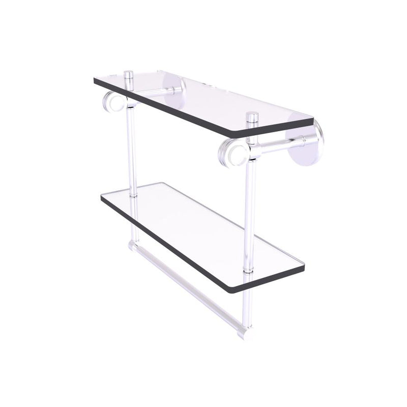 Clearview Collection Double Glass Vanity Shelf  with Integrated Towel Bar with Dotted Accents