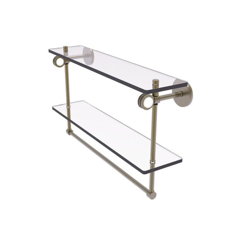 Clearview Collection Double Glass Vanity Shelf  with Integrated Towel Bar with Dotted Accents