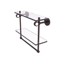 Clearview Collection Double Glass Vanity Shelf  with Integrated Towel Bar with Grooved Accents