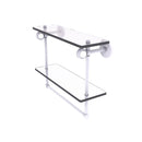 Clearview Collection Double Glass Vanity Shelf  with Integrated Towel Bar with Grooved Accents