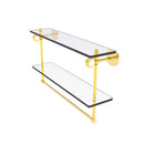 Clearview Collection Double Glass Vanity Shelf  with Integrated Towel Bar with Grooved Accents