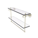 Clearview Collection Double Glass Vanity Shelf  with Integrated Towel Bar with Grooved Accents