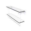 Clearview Collection Double Glass Vanity Shelf  with Integrated Towel Bar with Grooved Accents