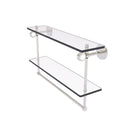 Clearview Collection Double Glass Vanity Shelf  with Integrated Towel Bar with Grooved Accents