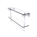 Clearview Collection Double Glass Vanity Shelf  with Integrated Towel Bar with Grooved Accents
