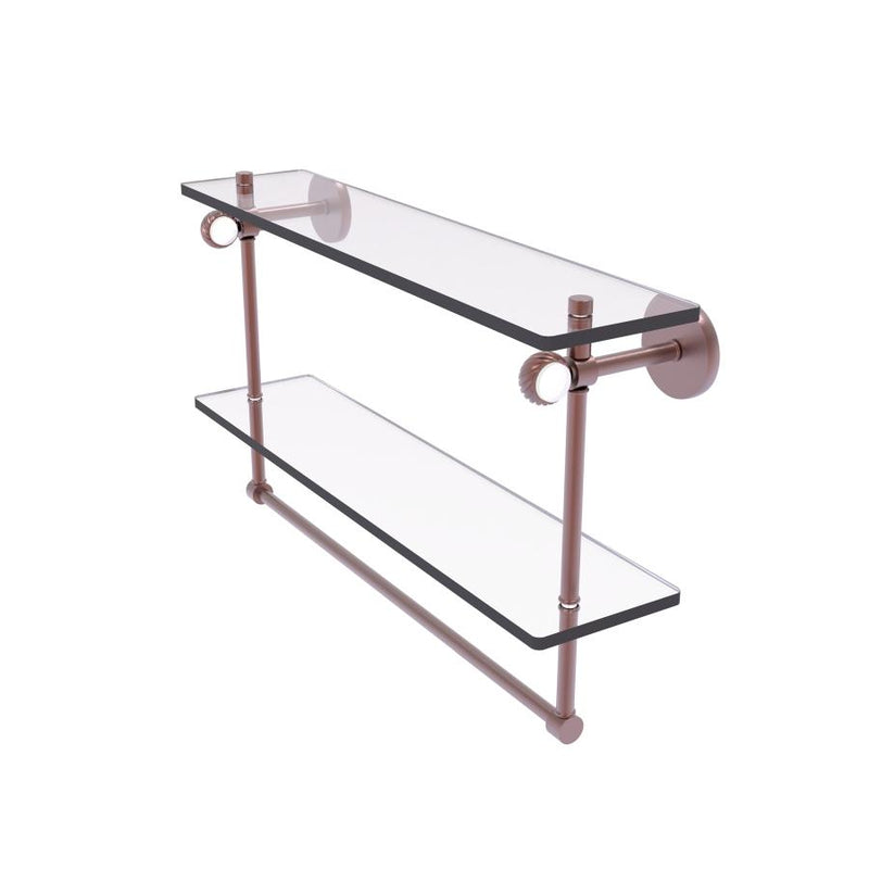 Clearview Collection Double Glass Vanity Shelf  with Integrated Towel Bar with Twisted Accents