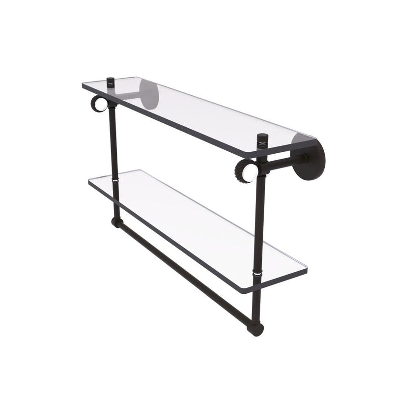 Clearview Collection Double Glass Vanity Shelf  with Integrated Towel Bar with Twisted Accents