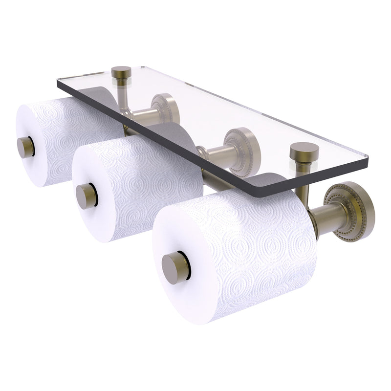 Dottingham Porte-papier de toilette horizontal  3 rouleaux de r茅serve avec 茅tag猫re en verre