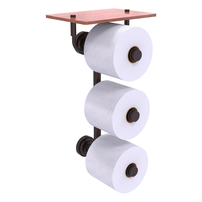 Dottingham Porte-papier de toilette  3 rouleaux avec 茅tag猫re en bois
