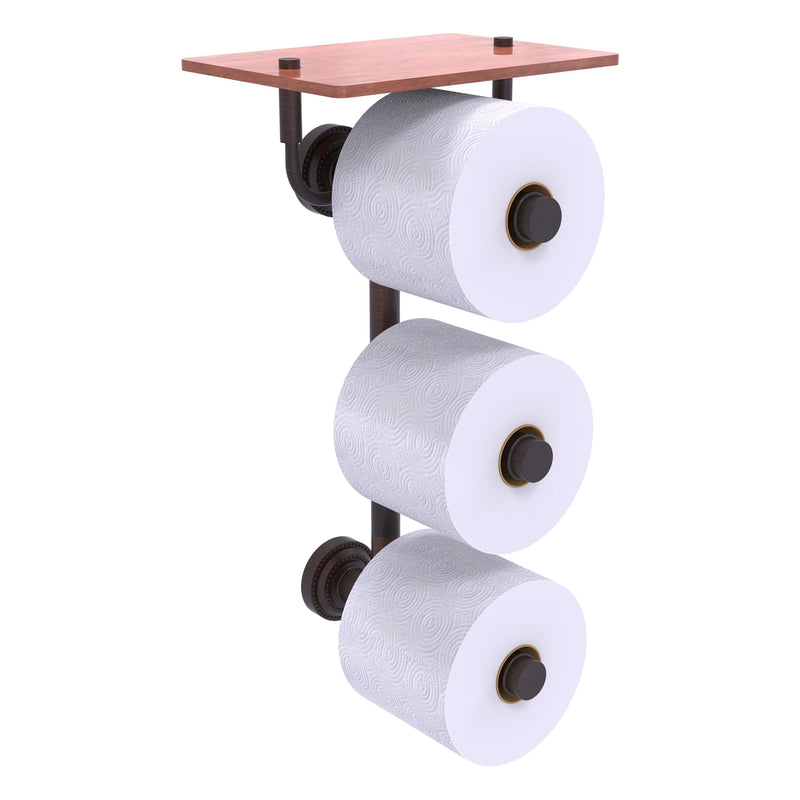 Dottingham Porte-papier de toilette  3 rouleaux avec 茅tag猫re en bois
