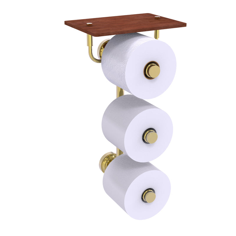 Dottingham Collection 3 Roll Toilet Paper Holder with Wood Shelf