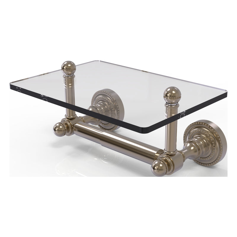 Dottingham Collection Two Post Toilet Tissue Holder with Glass Shelf