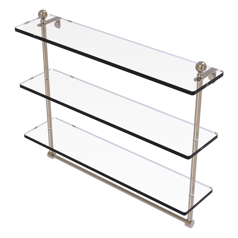 Mambo Collection Triple Tiered Glass Shelf with Integrated Towel Bar