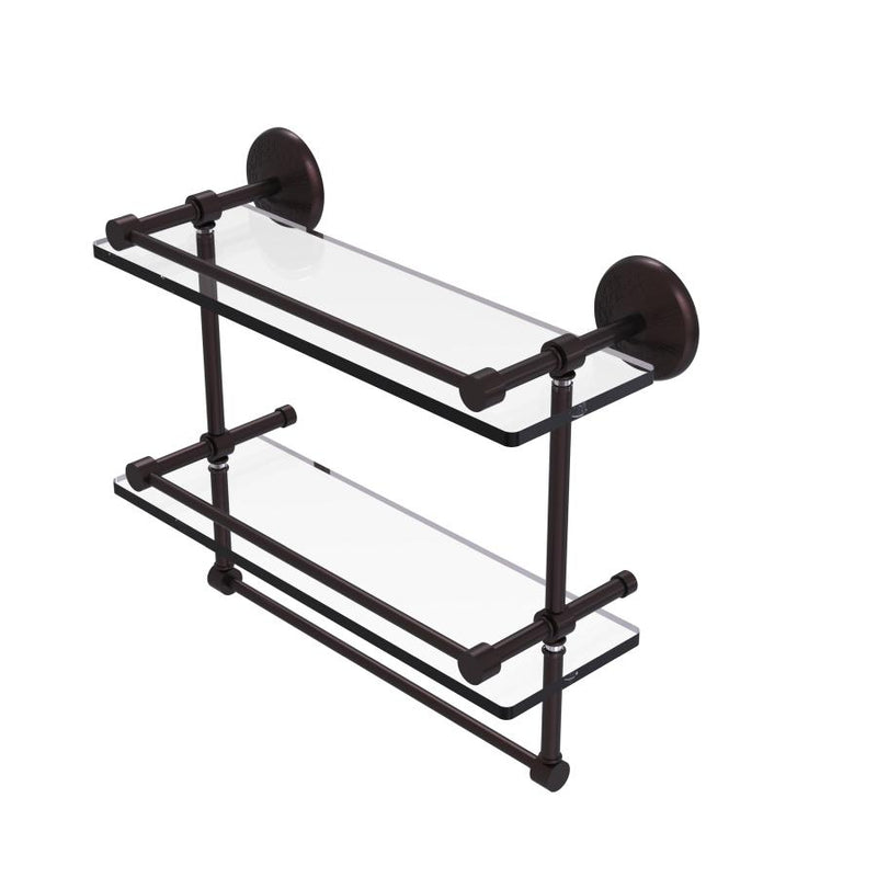 Monte Carlo Collection Double Glass Gallery Rail Shelf with Towel Bar
