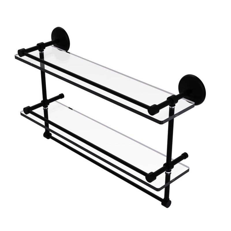 Monte Carlo Collection Double Glass Gallery Rail Shelf with Towel Bar